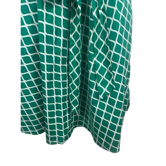 Boden Green White Geometric Lara Wrap Tea Picnic Short Sleeve Dress 8L - Picture 8 of 16